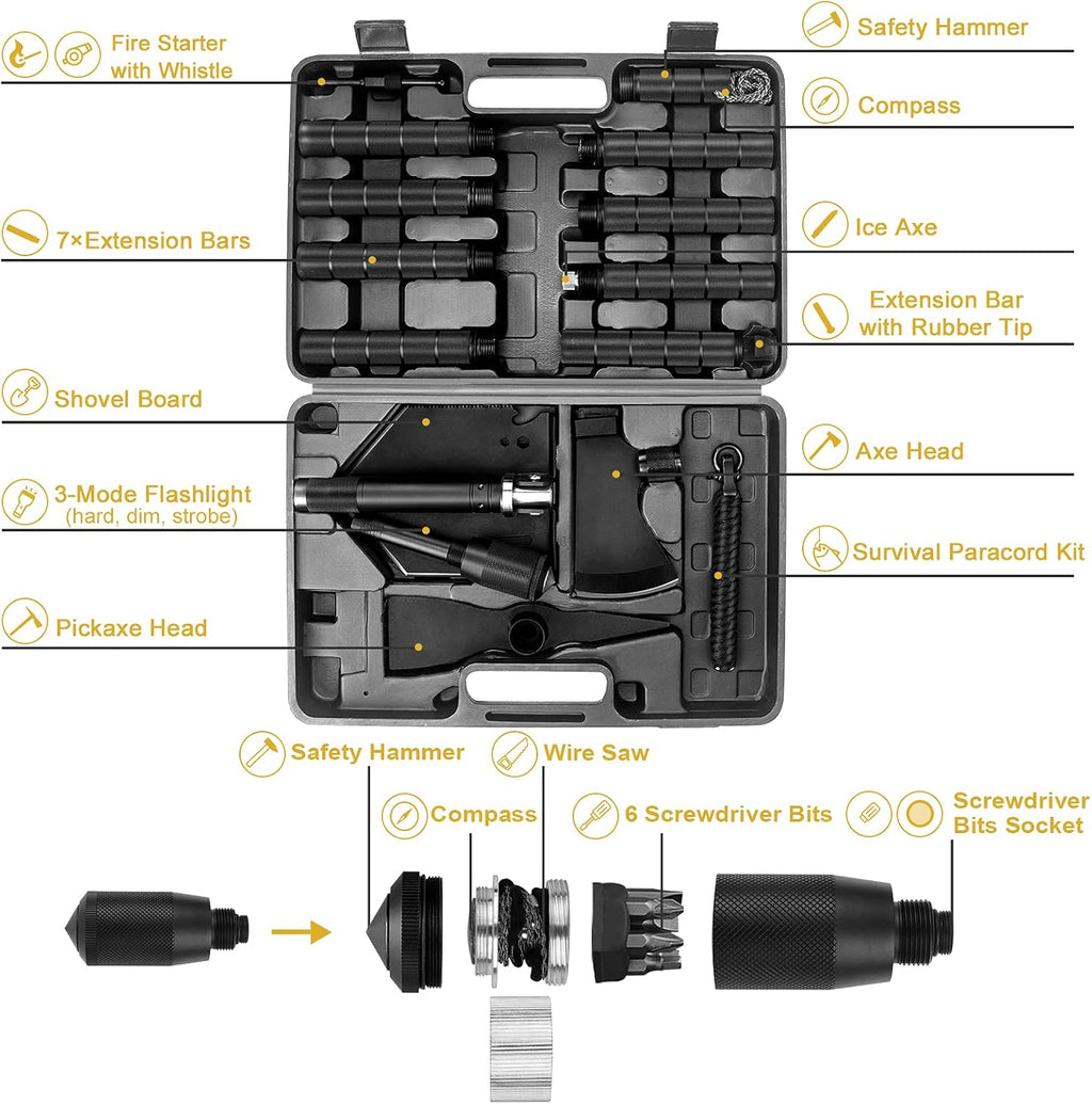 Survival Shovel Axe Multi-Tool with Carrying Box K76021