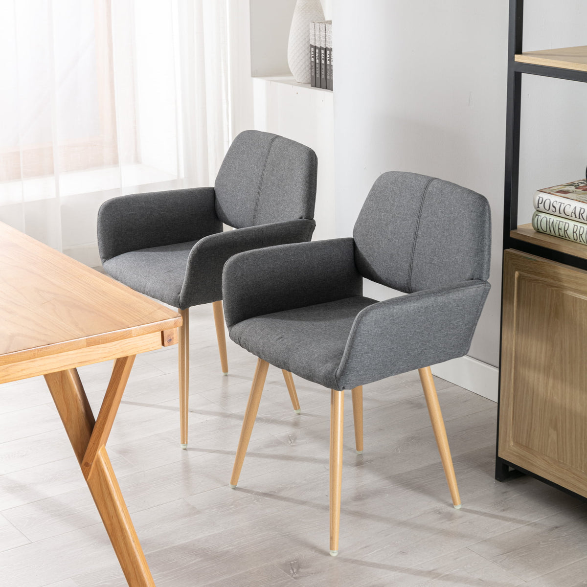 Gray Upholstered Accent Chair with Metal Legs U53466
