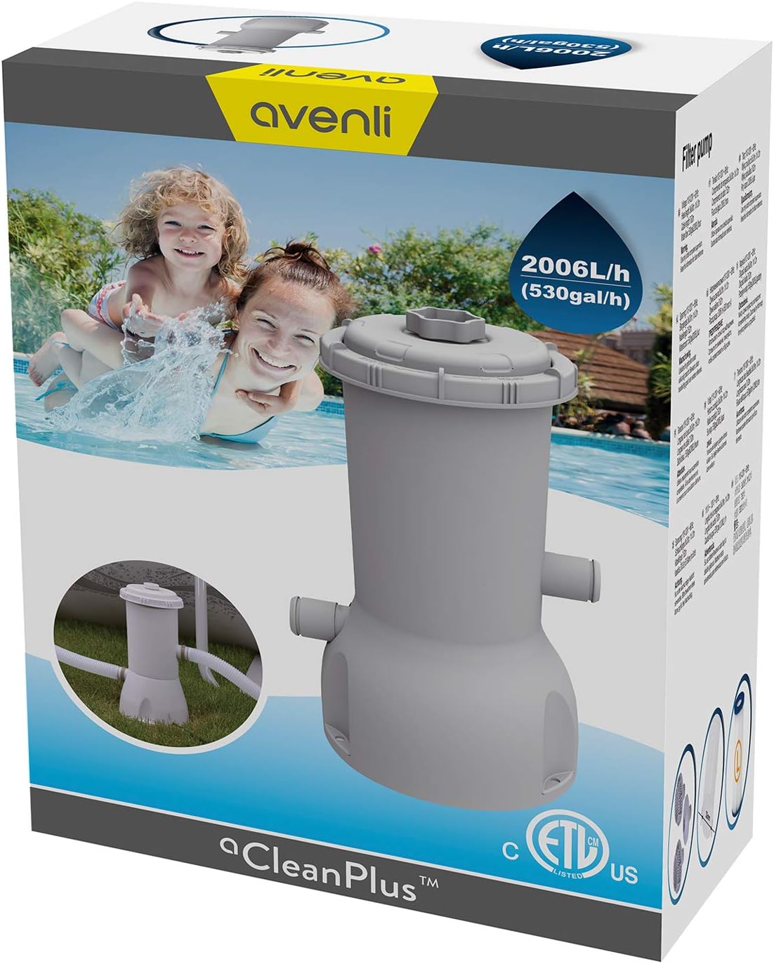 Above Ground Swimming Pool Filter Cartridge Pump with 32 mm Hoses Pack of 2 A90312