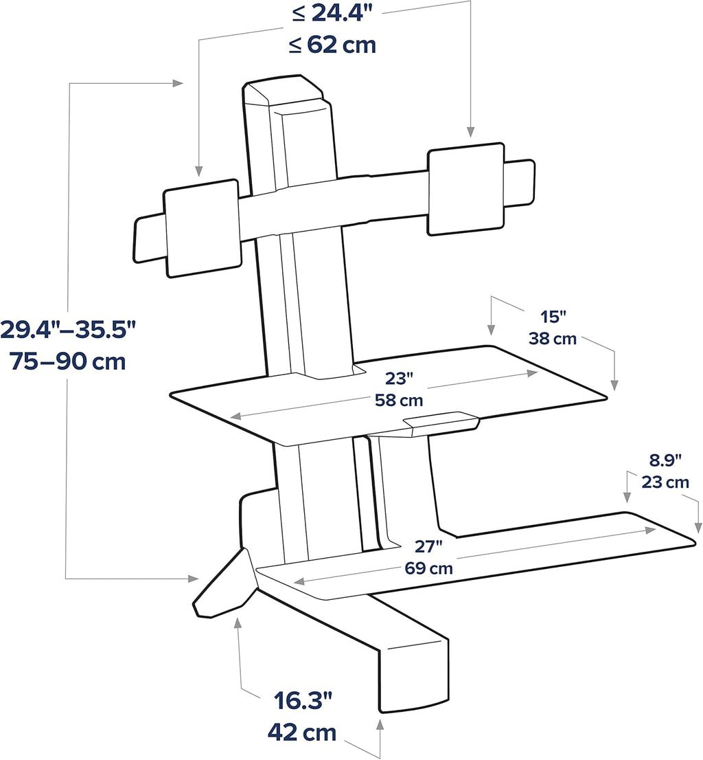 Black Sit Stand Dual Monitor Standing Desk Converter I154993