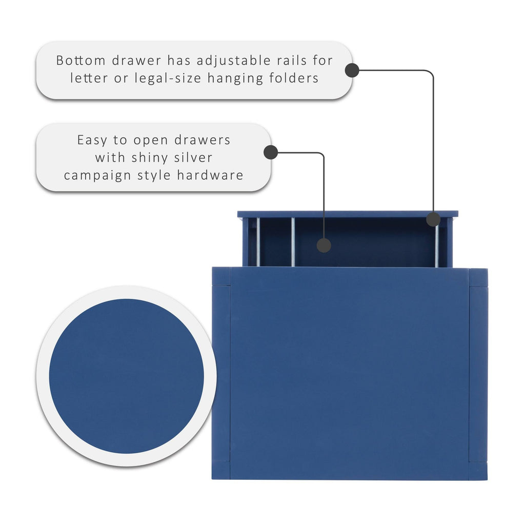 Navy Rolling File Cabinet W8236