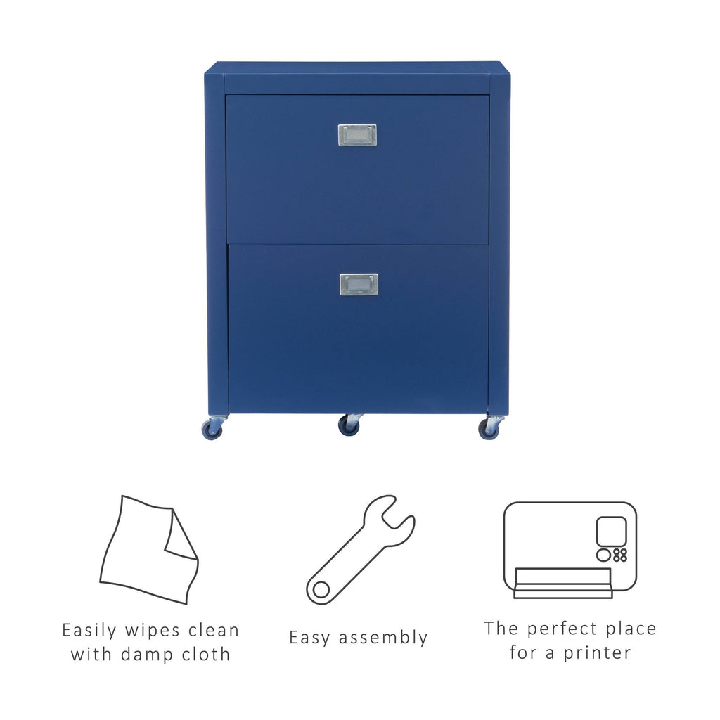 Navy Rolling File Cabinet W8236