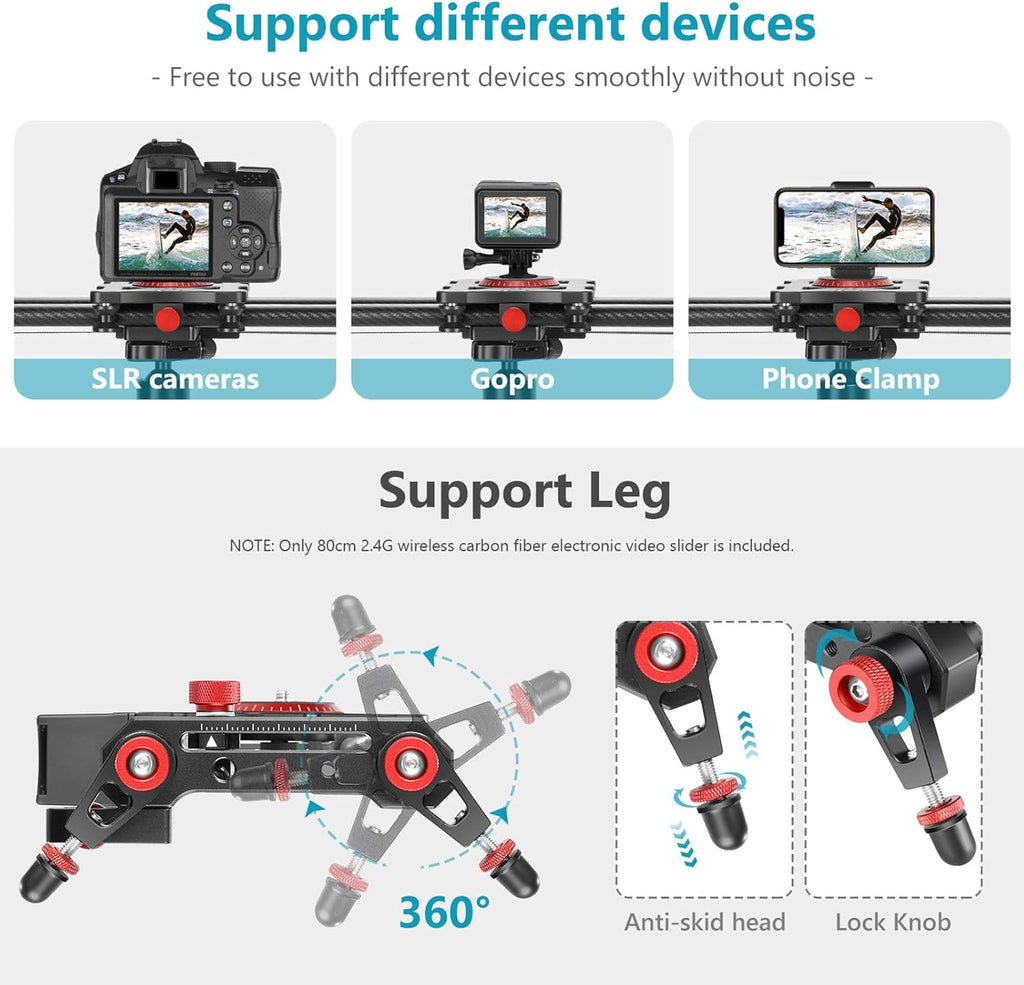 Motorized Camera Slider, 31.5-inch Carbon Fiber Track Rail, Load up to 22 lbs M1009