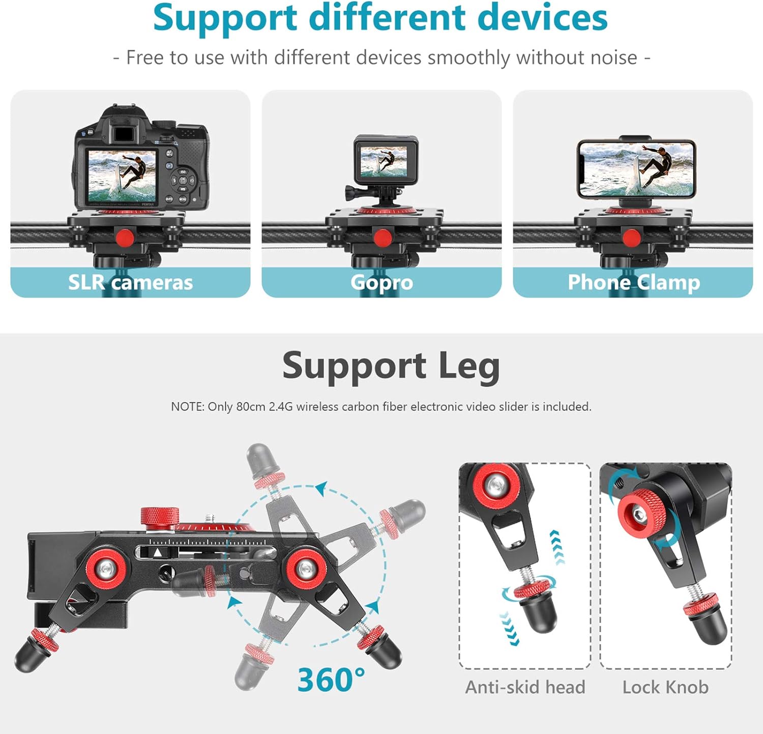 Motorized Camera Slider, 31.5-inch Carbon Fiber Track Rail, Load up to 22 lbs M1009