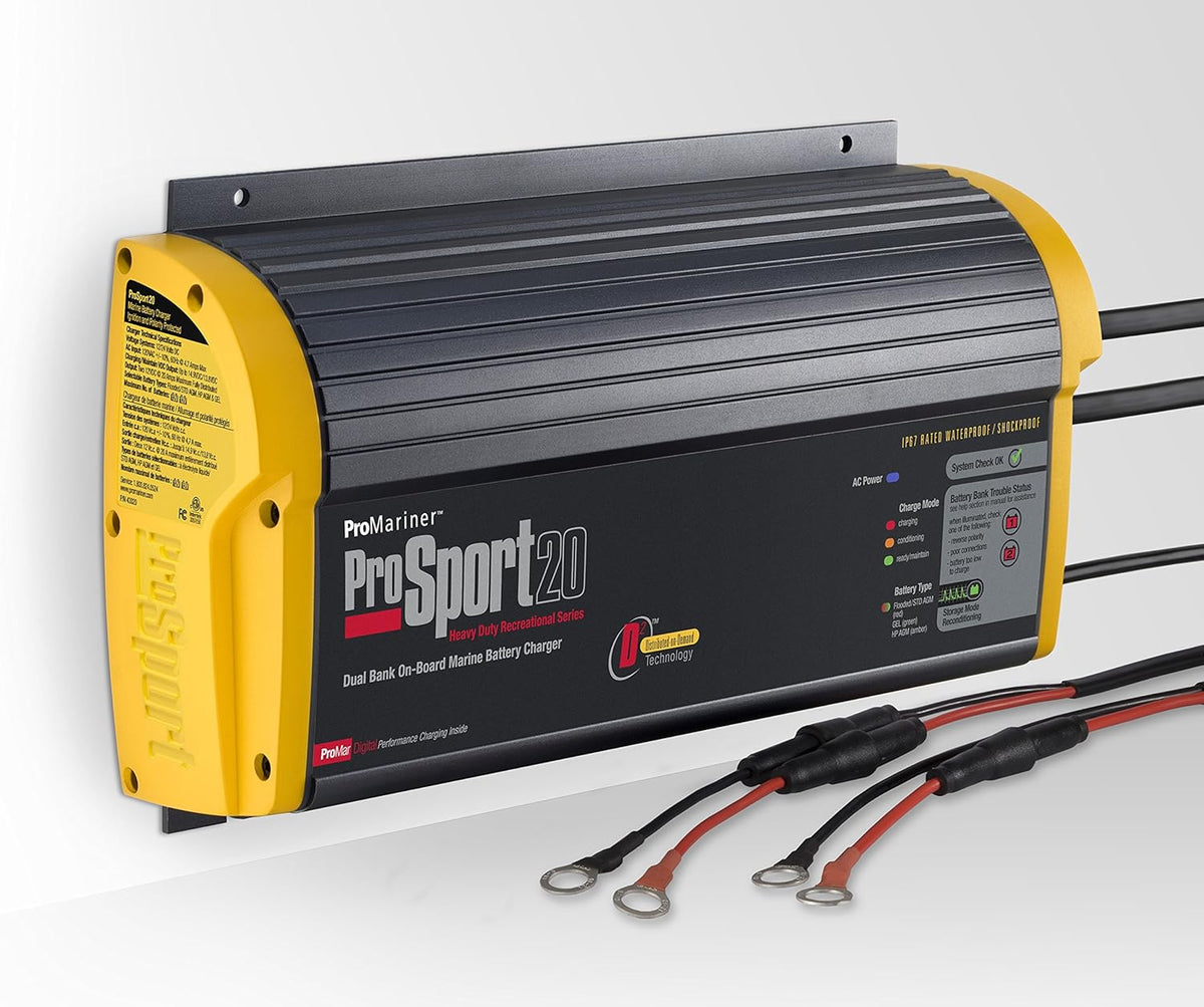 20 Amp 12/24 Volt 2 Bank Waterproof Marine Battery Charger U471439