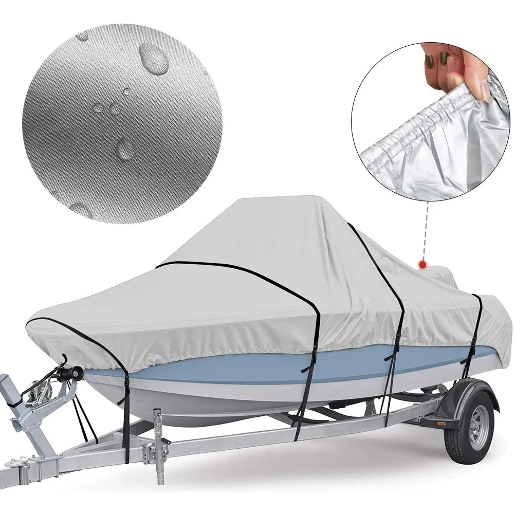 Silver 300D Waterproof Heavy Duty Boat Cover W2681