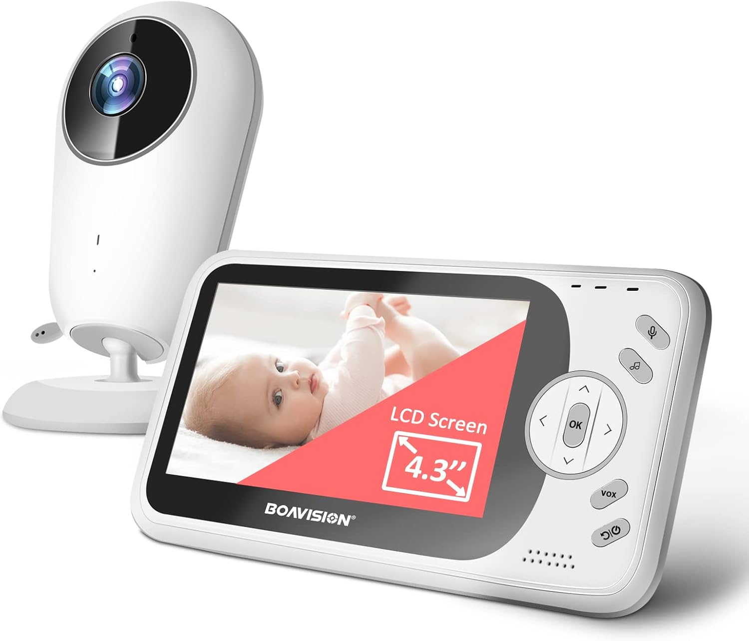 Video Baby Monitor with Camera and Audio, 4.3 inch IPS Screen, Night Vision C300