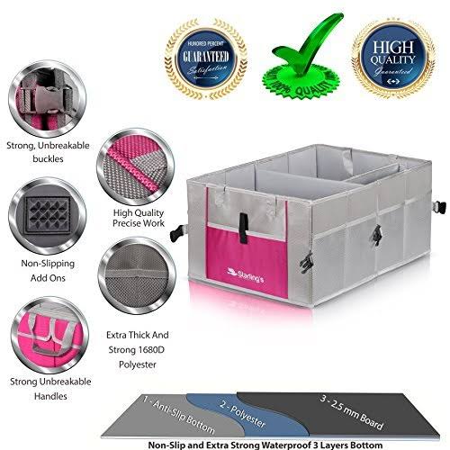 Car Trunk Organizer, Foldable Storage Cargo Box with Nonslip Waterproof Bottom M721919