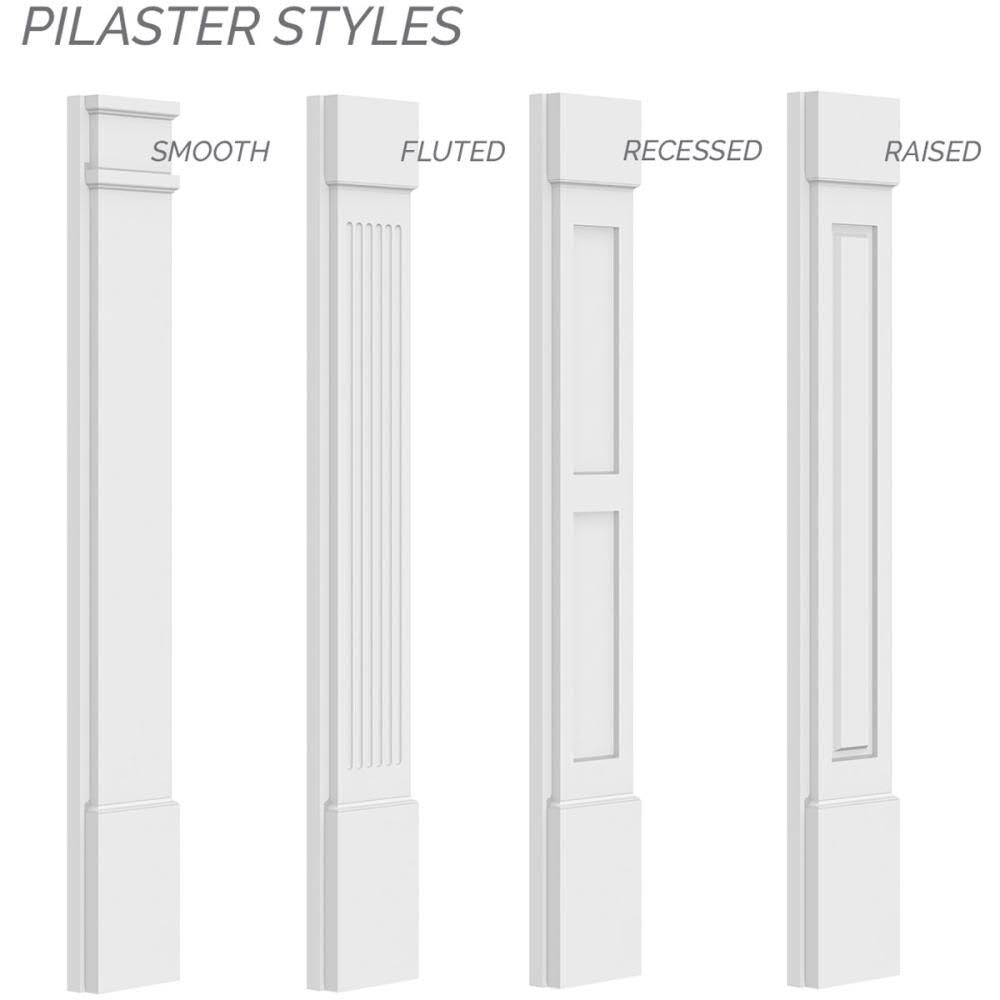 5x22W x 82x22H x 2x22P Raised Panel PVC Pilaster with Standard Capital and Base (Pair) P644
