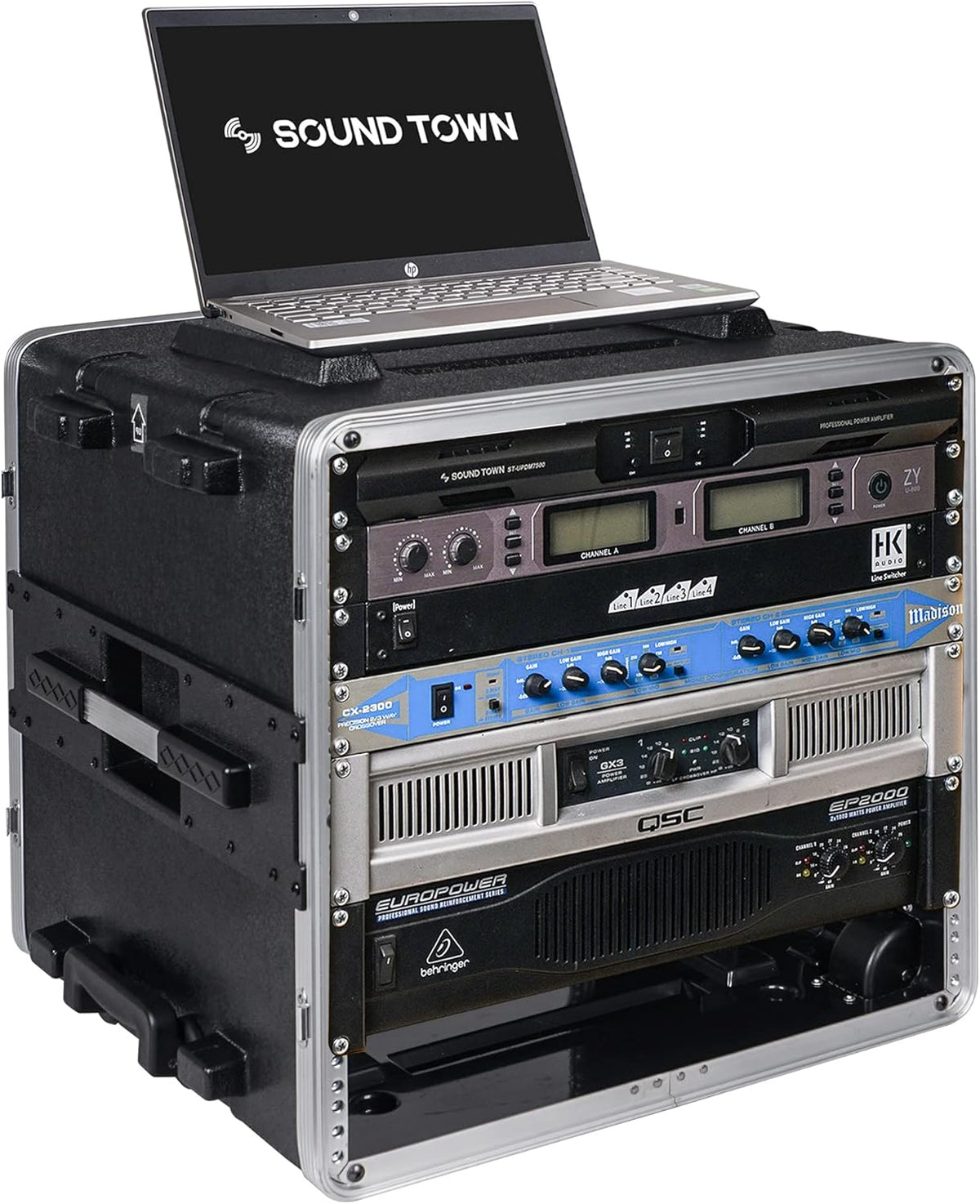 2U PA DJ Rack Case with ABS Construction and Heavy-Duty Latches H971341