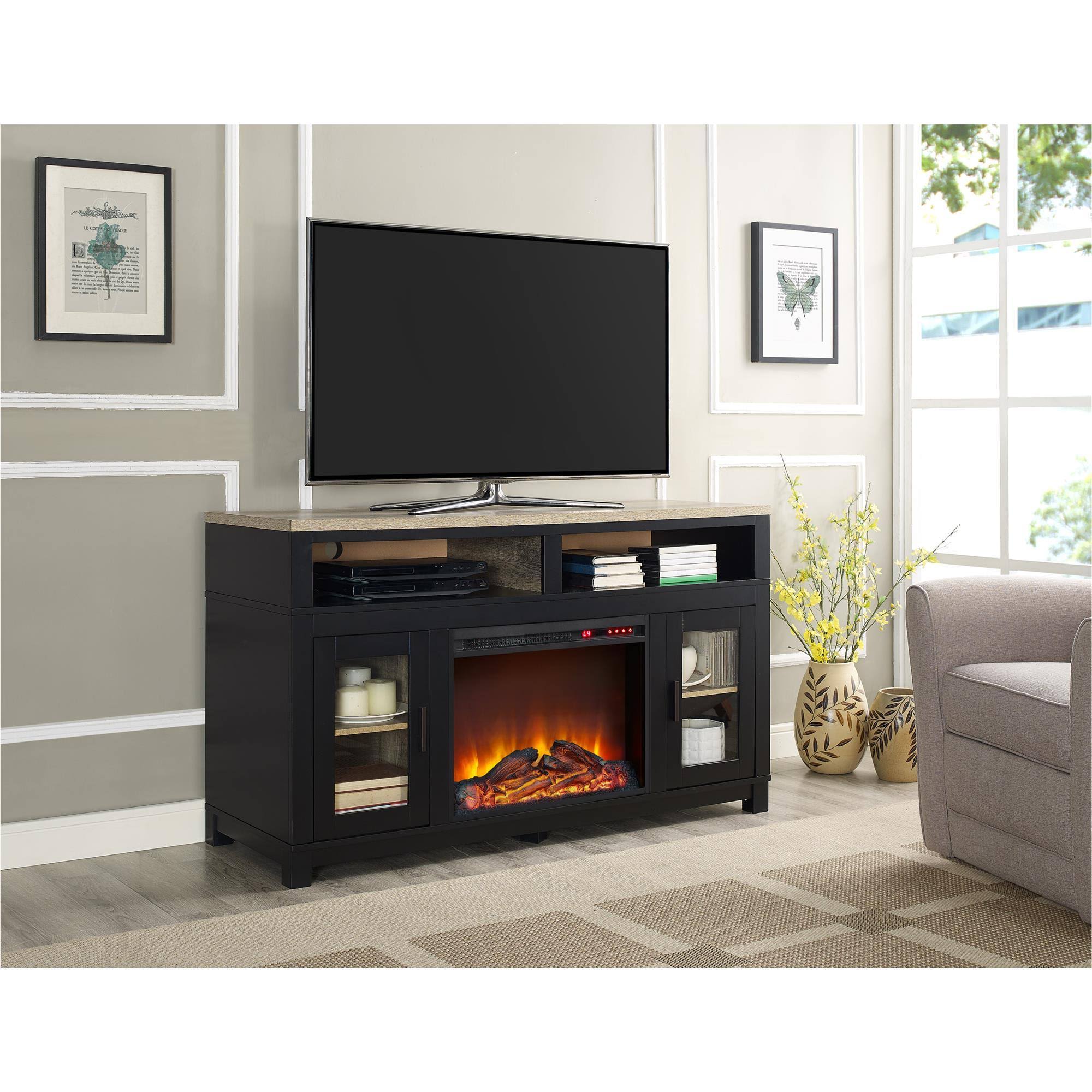 Black Electric Fireplace TV Stand F9720