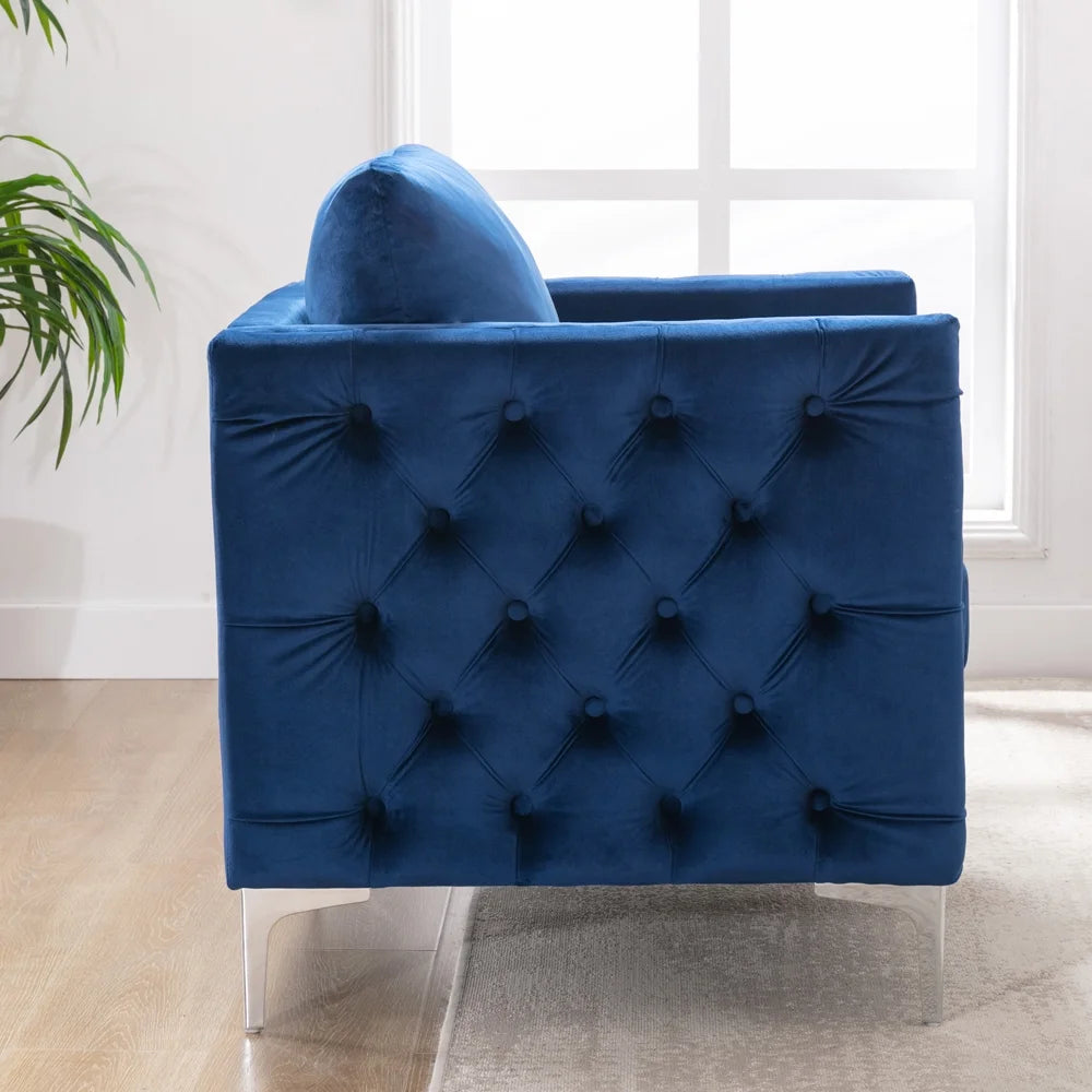 Velvet Tufted Club Chair with Steel Legs I22951