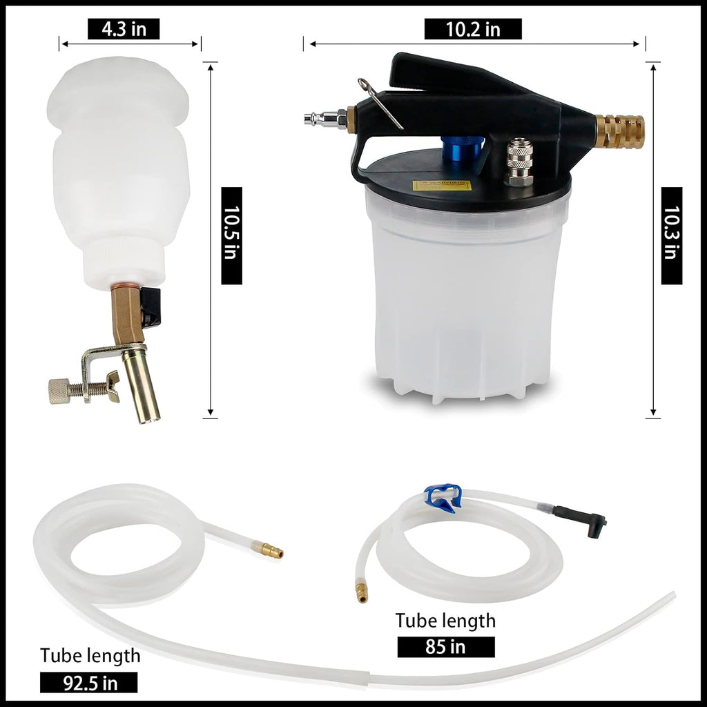 2L Vacuum Brake Bleeder Kit with 2L Brake Fluid Extractor and 1L Refilling Bottle, Two Silicon Hoses C62340