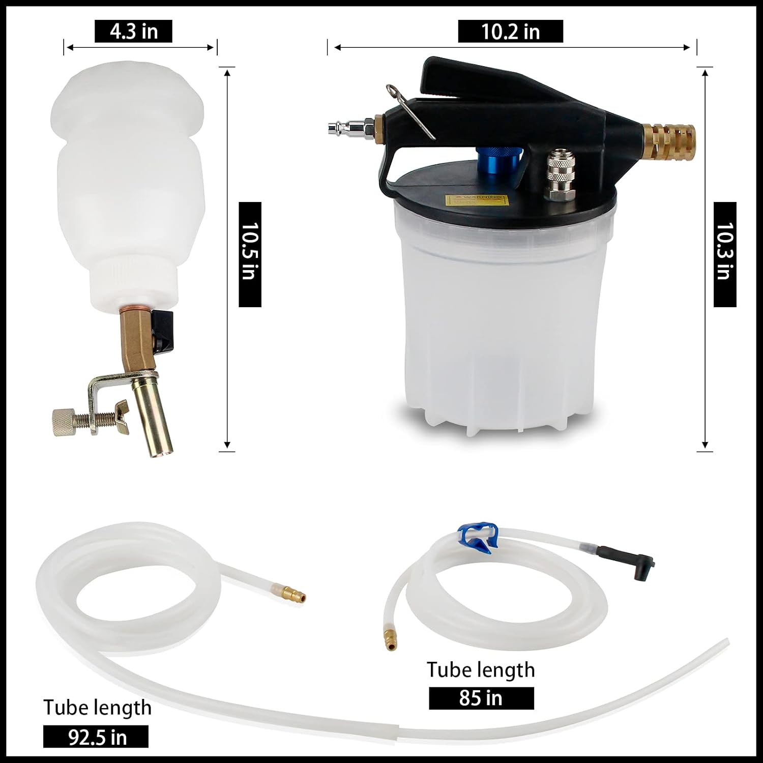 2L Vacuum Brake Bleeder Kit with 2L Brake Fluid Extractor and 1L Refilling Bottle, Two Silicon Hoses C62340
