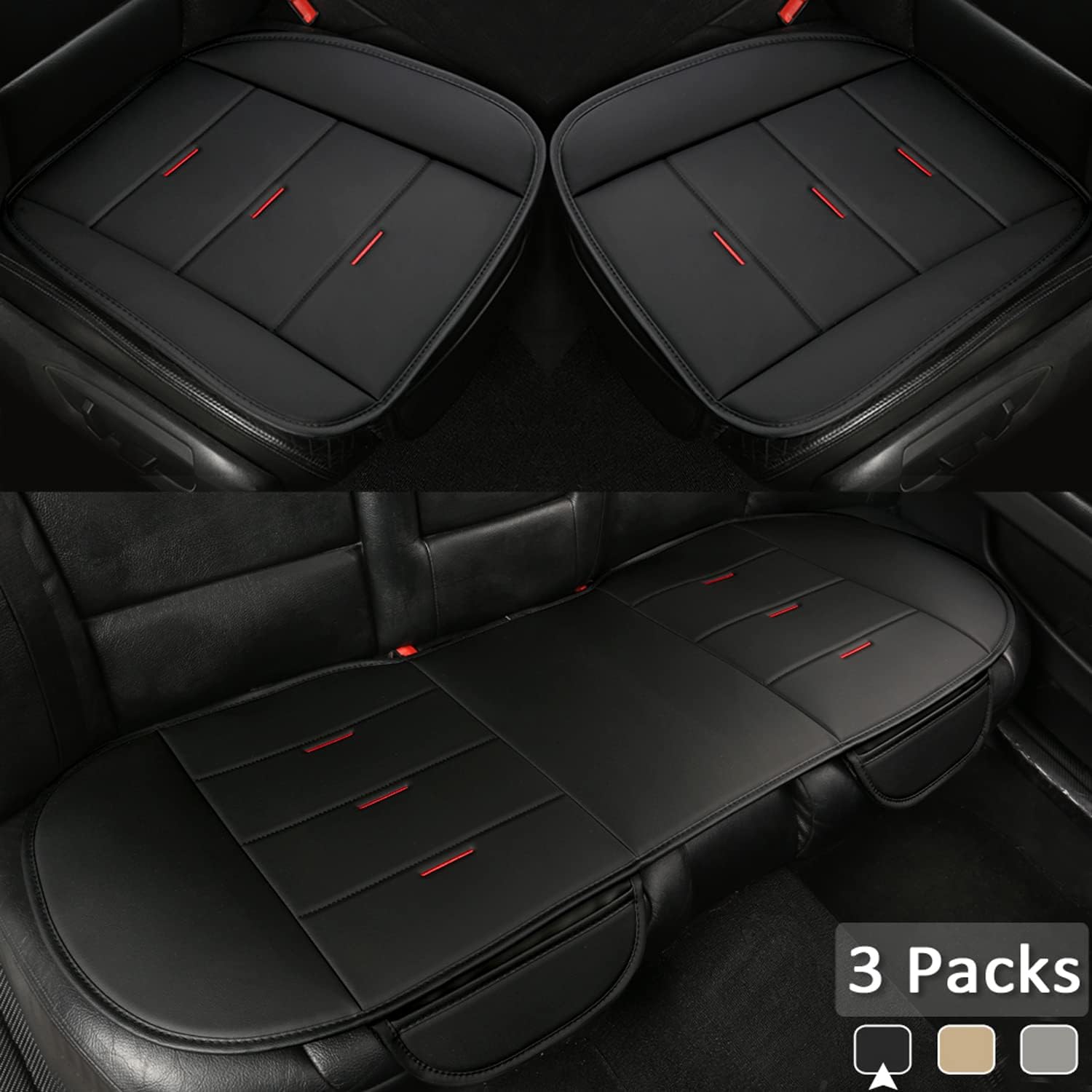 Beige PU Leather Car Seat Covers, Pack of 2 X338