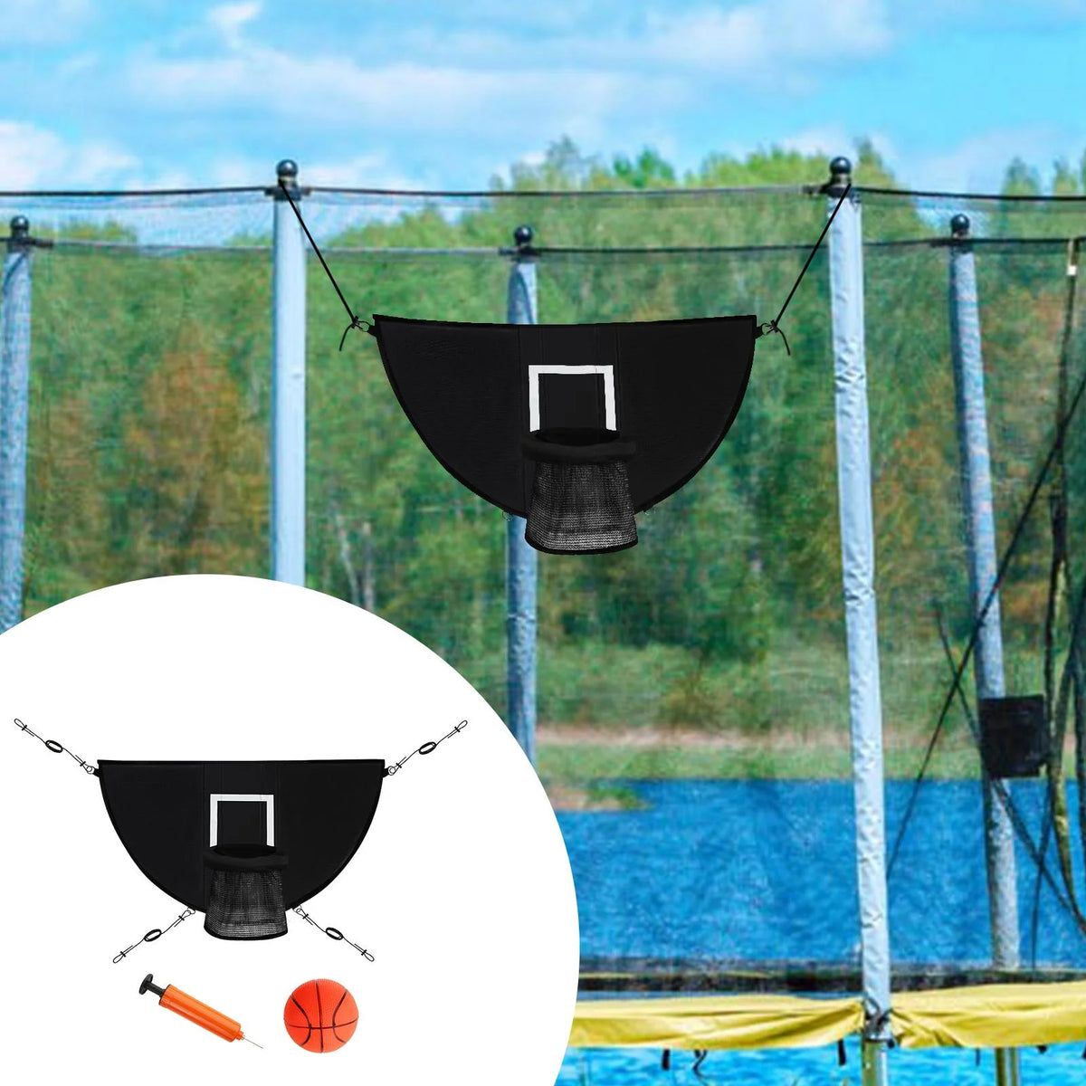 Basketball Hoop for Trampoline with Ropes and Hooks E294555