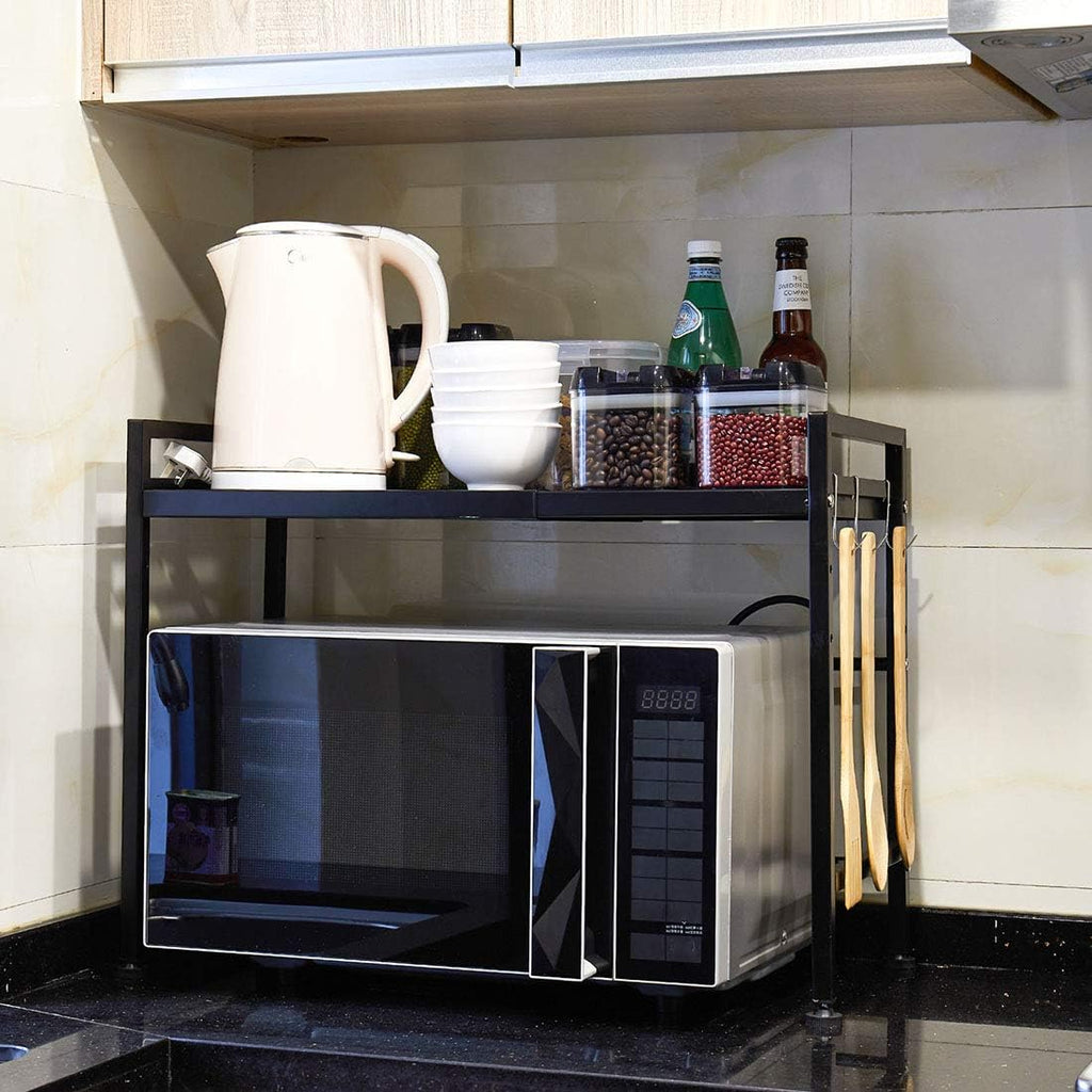 2-Tier Black Carbon Steel Microwave Shelf M73057