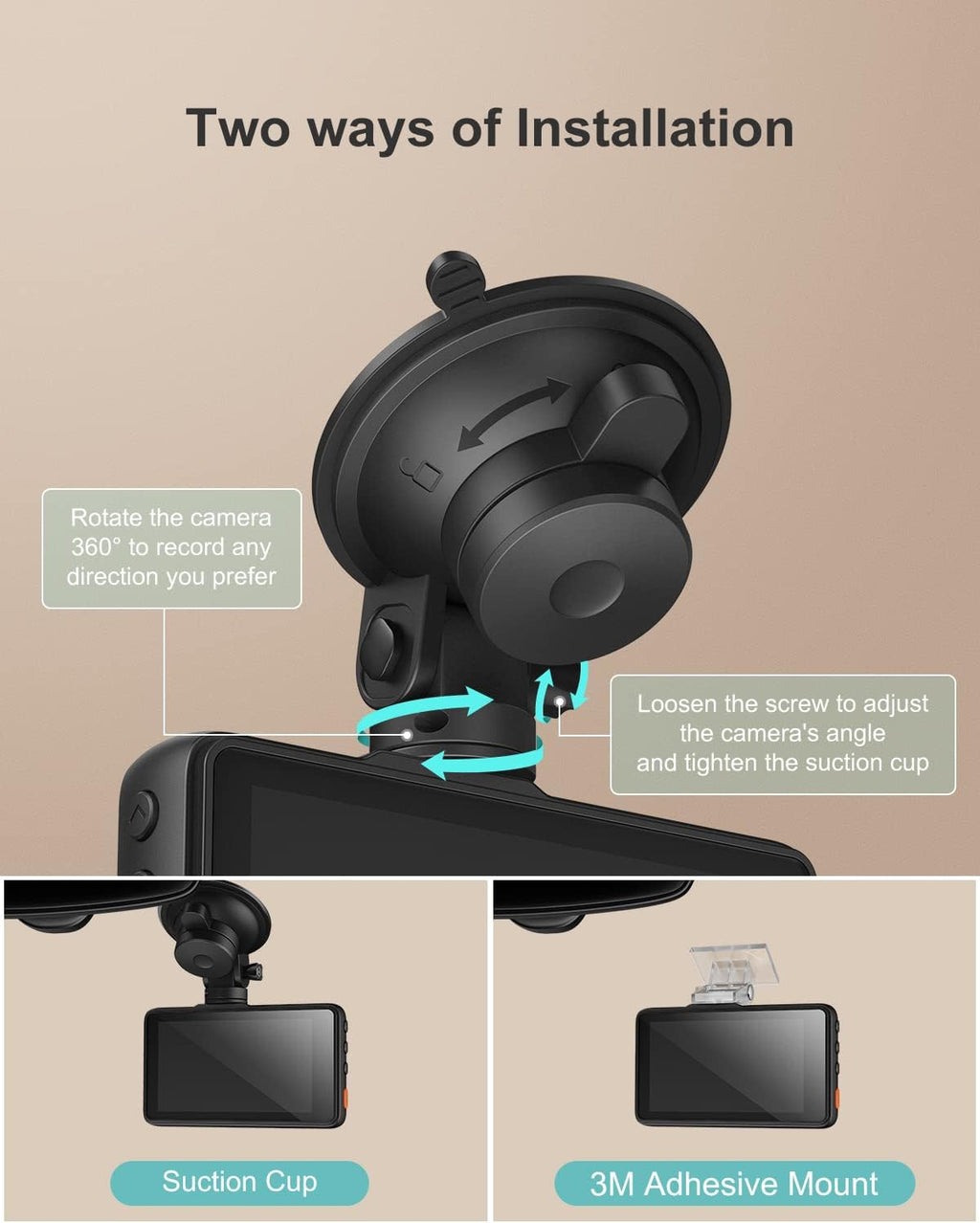 Dash Cam 1080P with 3 Inch LCD Screen, 170° Wide Angle, Pack of 2 P186