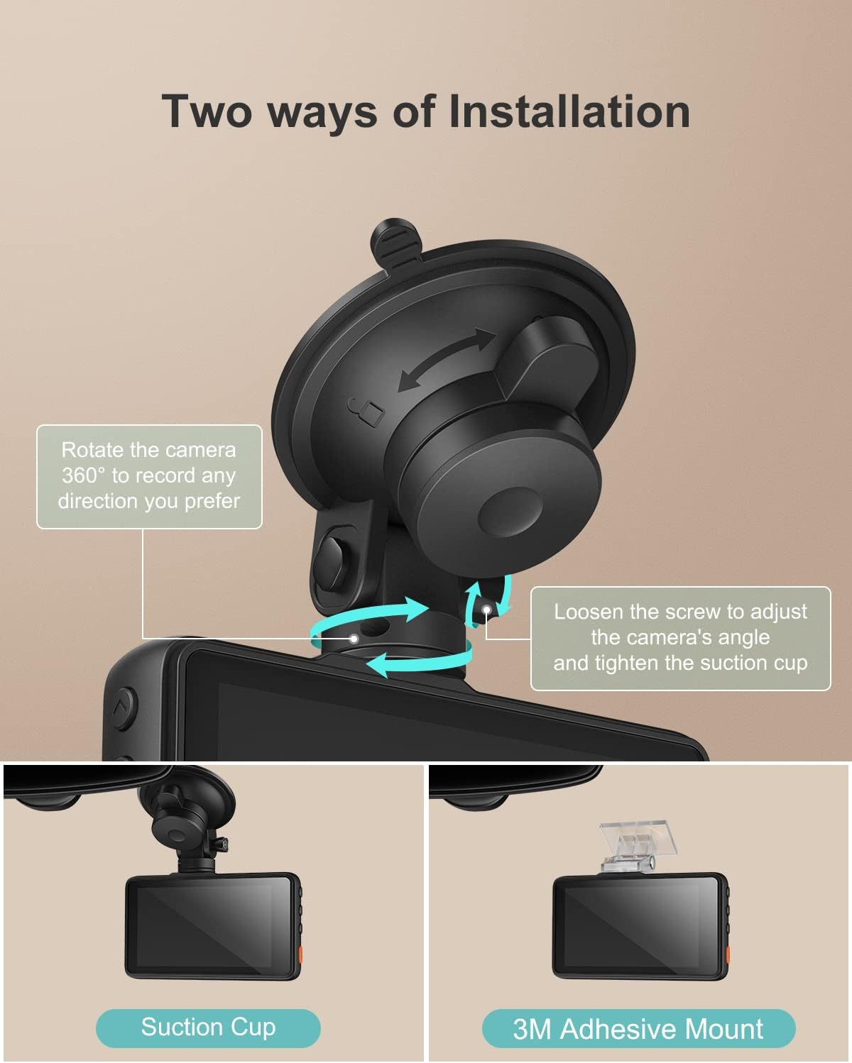 Dash Cam 1080P with 3 Inch LCD Screen, 170° Wide Angle, Pack of 2 P186