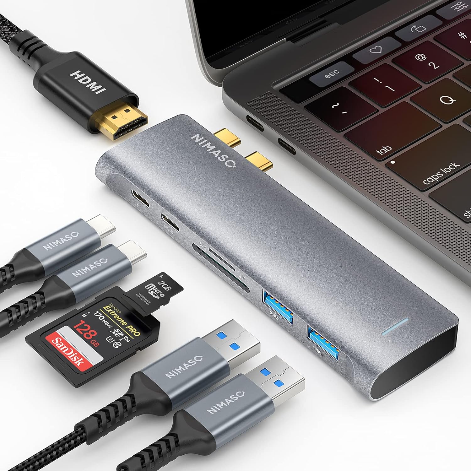 7-in-2 USB C Hub with 100W Power Delivery, 4K HDMI, SD and microSD Card Reader V914