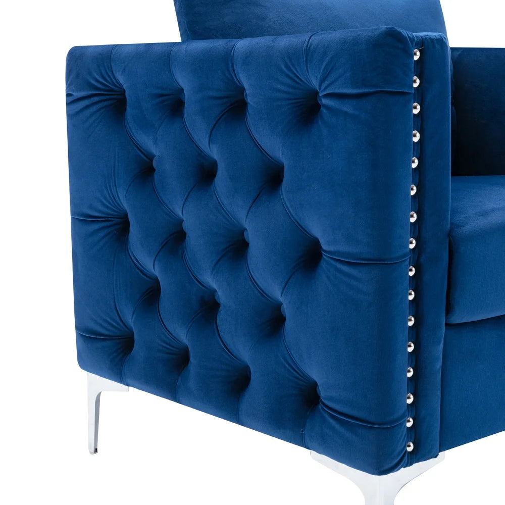 Velvet Tufted Club Chair with Steel Legs I22951