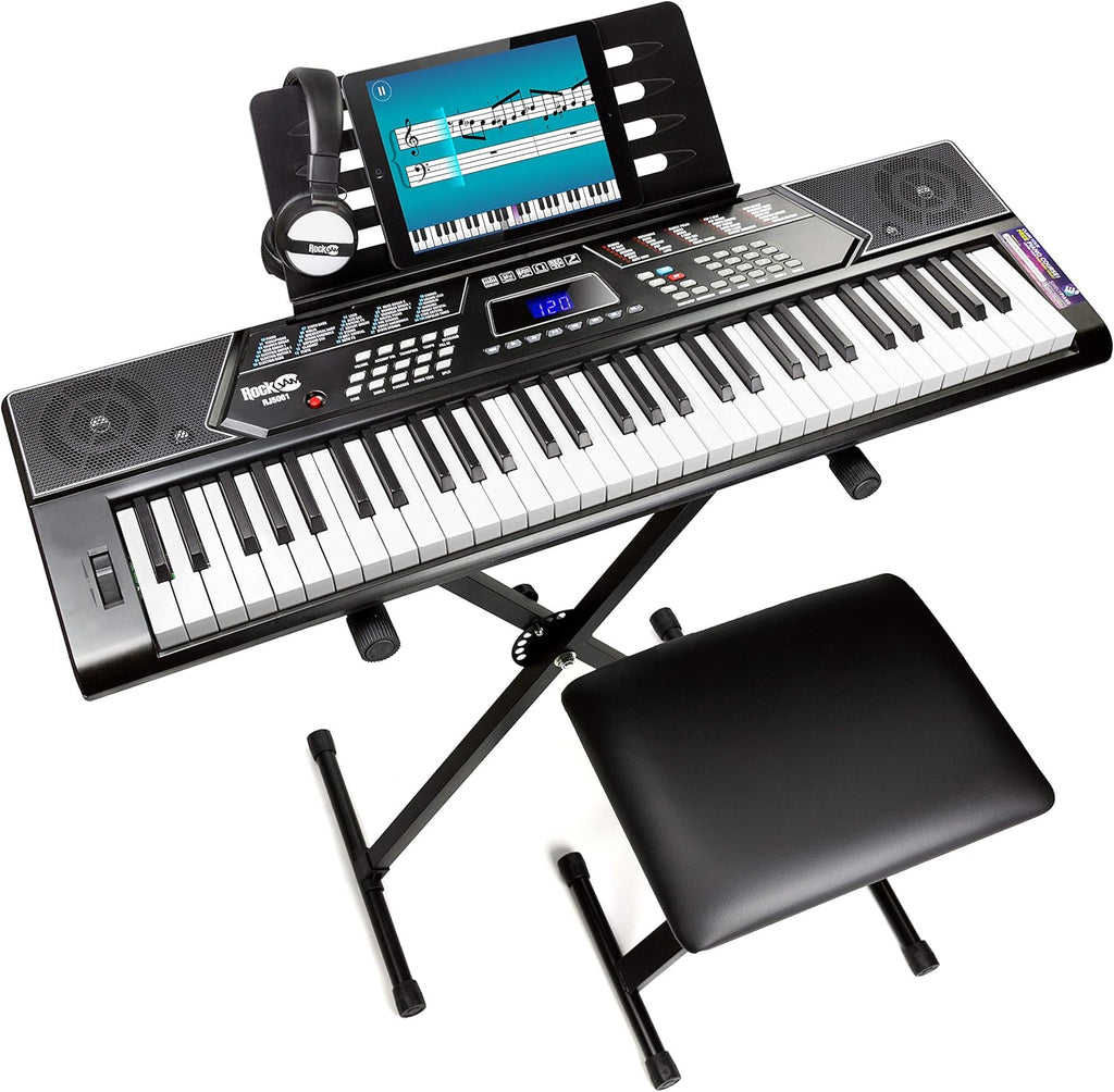 61 Key Keyboard Piano With LCD Display Kit, Keyboard Stand, Piano Bench, Headphones D2311
