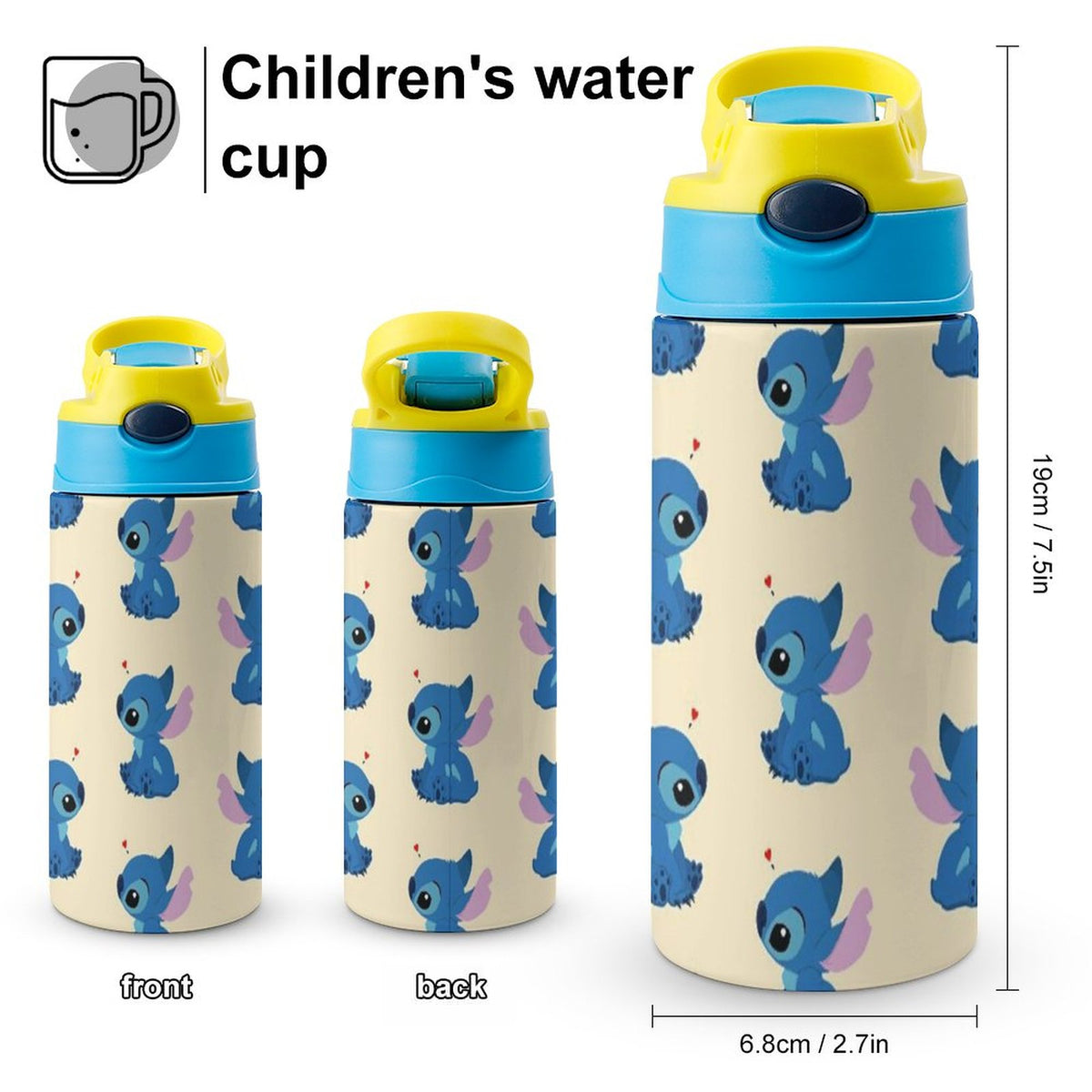 Animal Stitch Cartoon Children's Water Bottle Vacuum Insulated Stainless Steel Cup With Straw Toddler Thermoses T589874