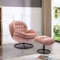 Swivel Velvet Lounge Chair with Ottoman and Metal Frame S8679