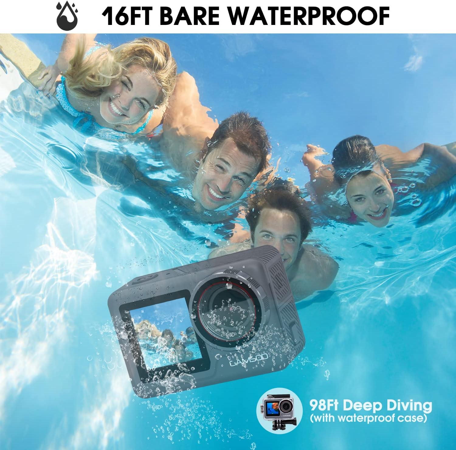 Grey Waterproof Action Camera with Stabilization Q6814