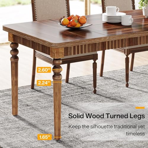 Oak Rectangular Dining Table with Wood Turned Legs, 63-Inch G1762