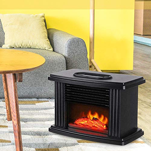 Black Electric Tabletop Fireplace Heater 1000W G593810