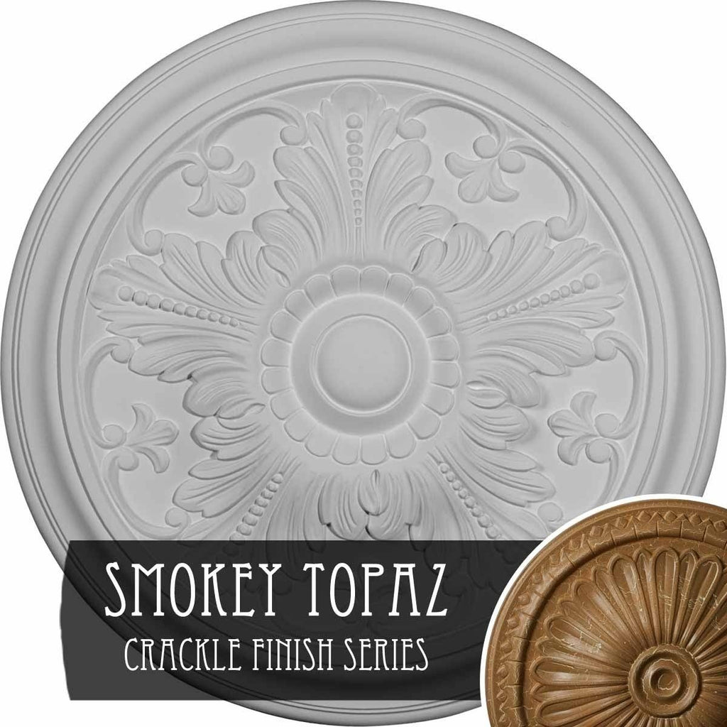 16 7/8x22OD x 5/8x22P Vienna Ceiling Medallion, Hand-Painted Smokey Topaz Crackle G719046