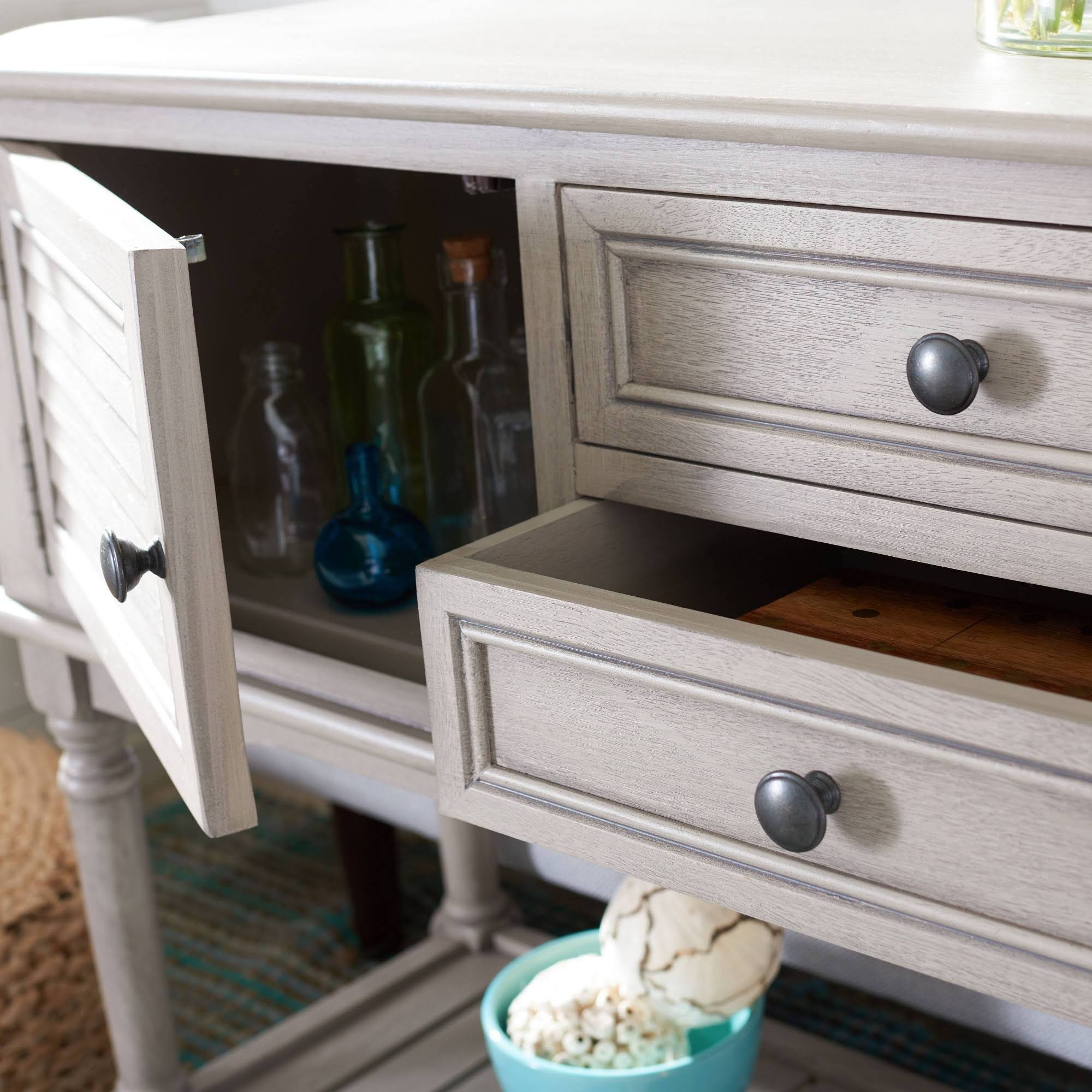 2 Drawer 2 Door Greige Console Table J2672