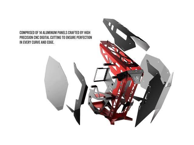 Black Red Aluminum ATX Mid Tower Computer Case X8219