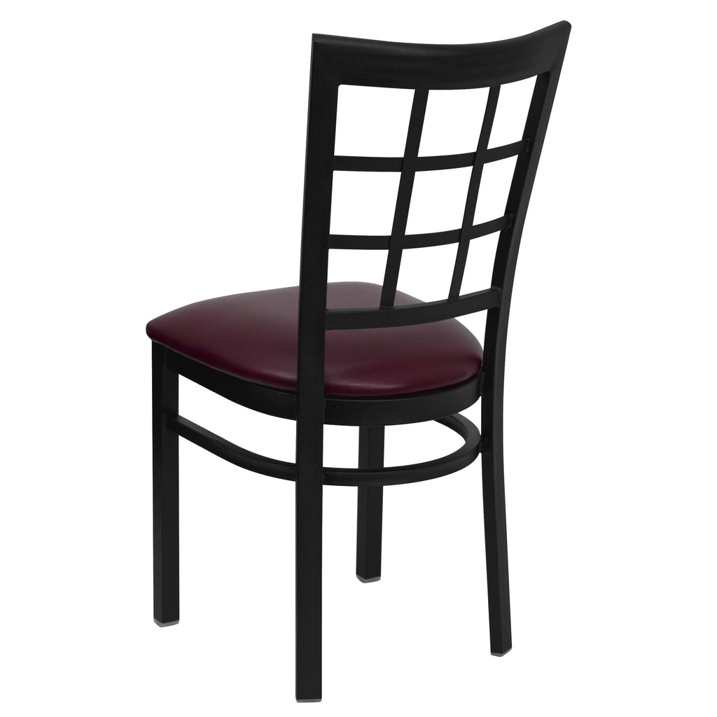 Burgundy Vinyl Seat Metal Restaurant Chair E427