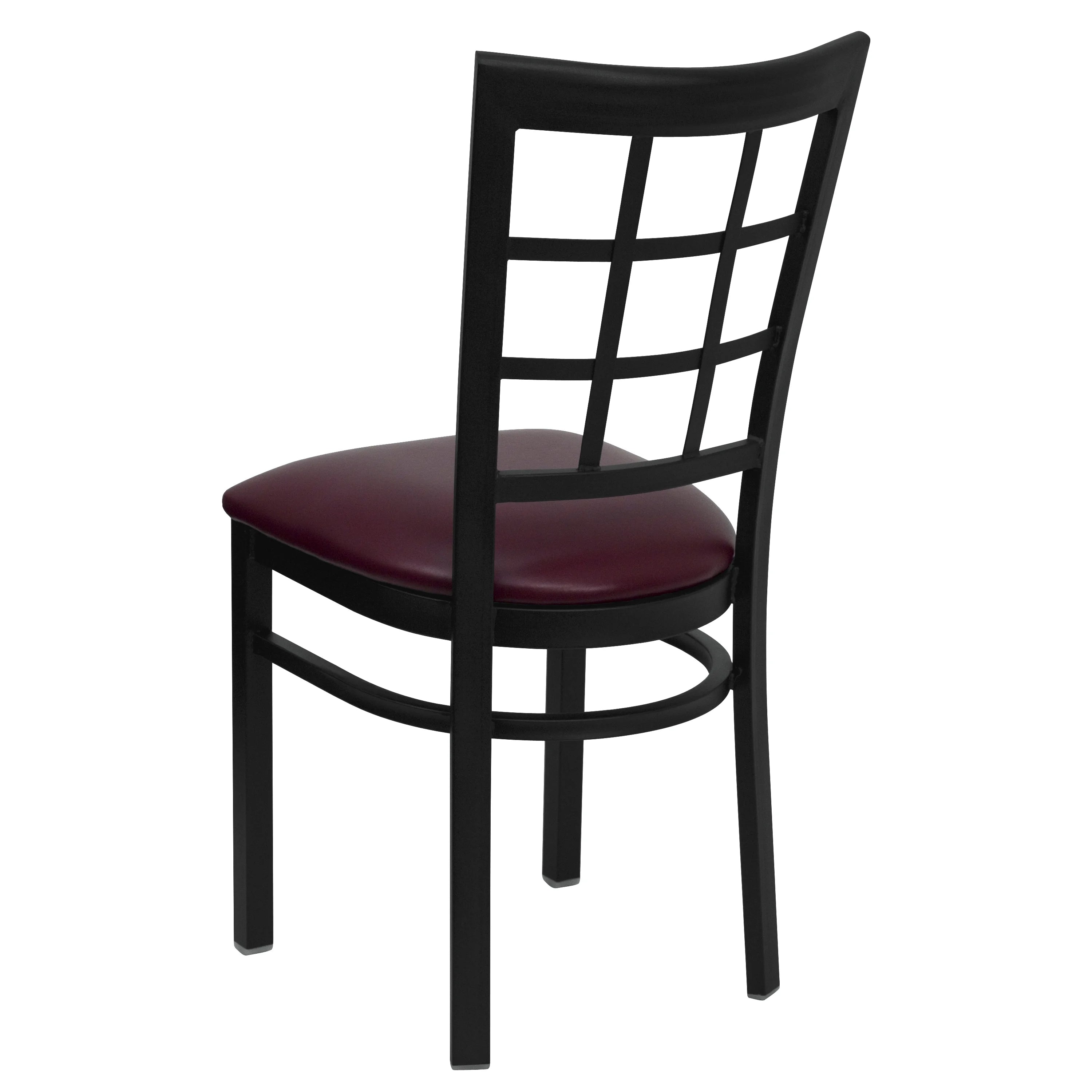 Burgundy Vinyl Seat Metal Restaurant Chair E427