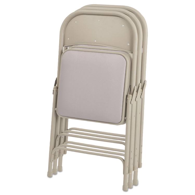 Steel Folding Chair with Fabric Back/Seat, Tan, 4/Carton D8683