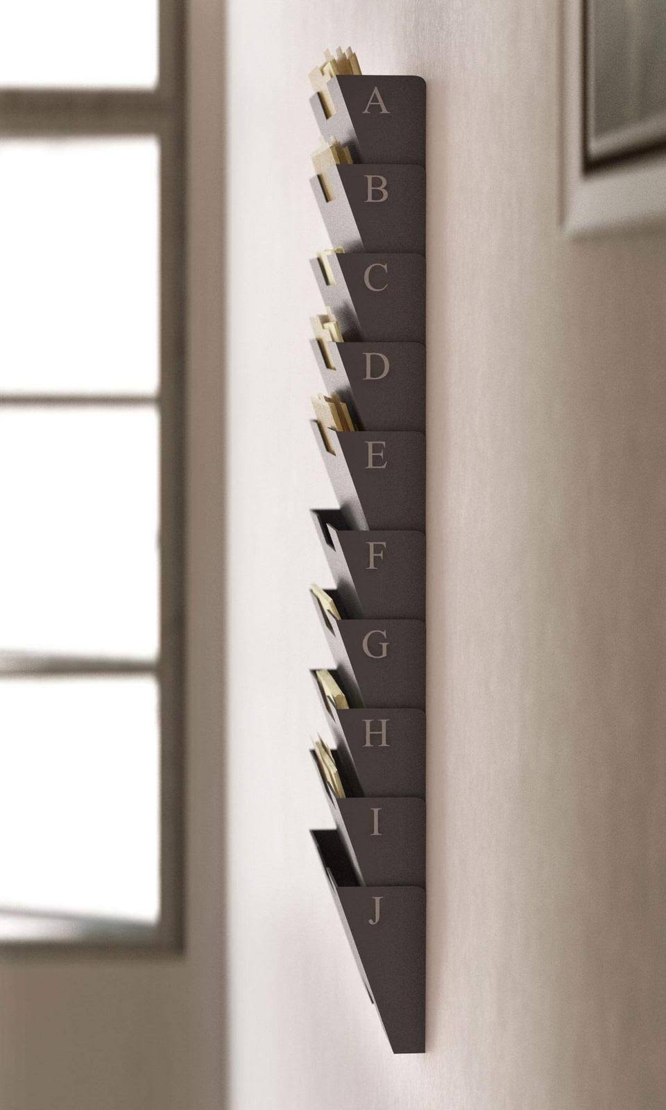 Gray Wall Mount Steel Vertical File Organizer 10 Sectional Modular X70831