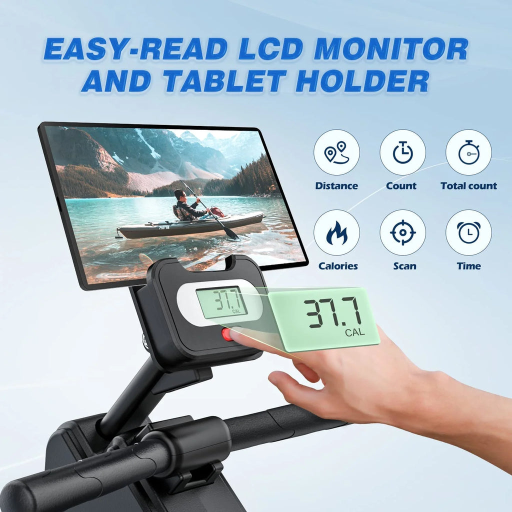 Magnetic Rowing Machine with LCD Monitor, Tablet Holder J449979