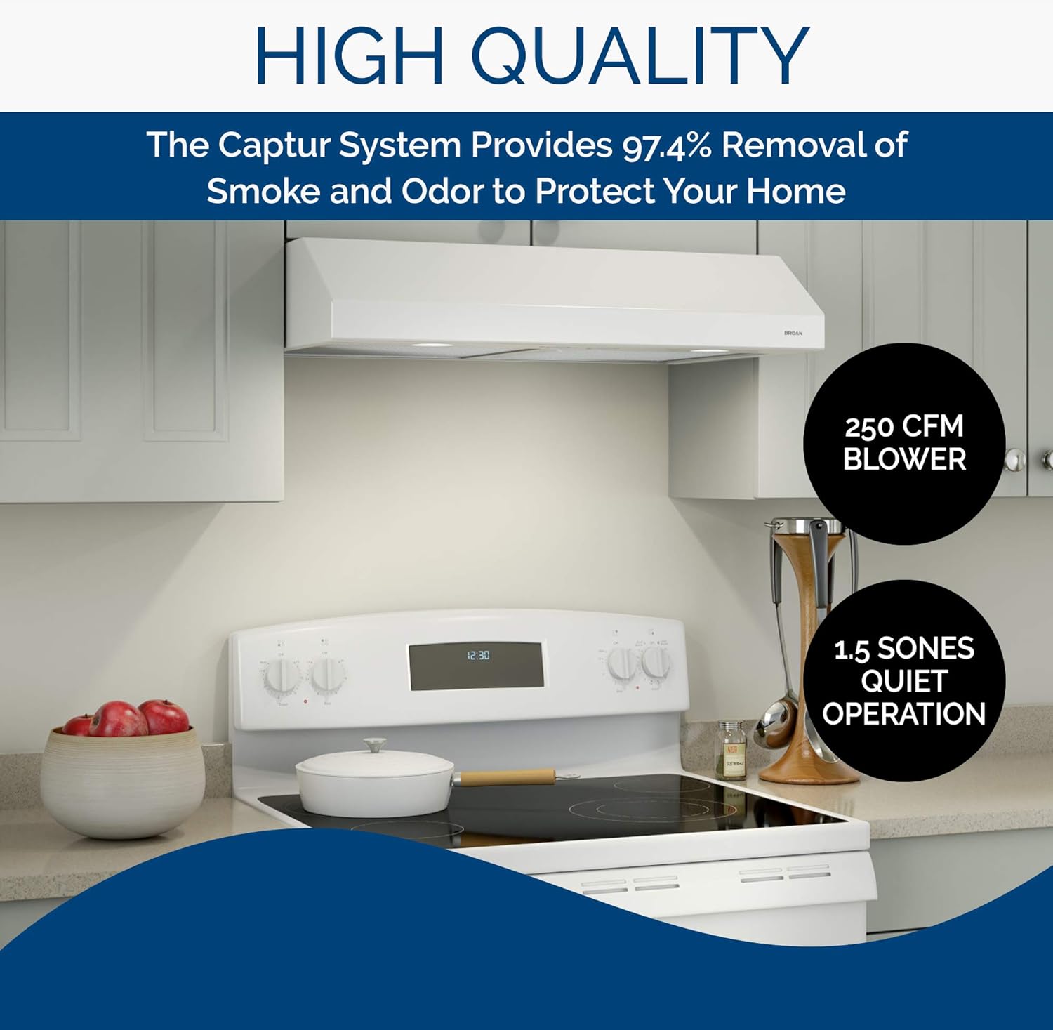 White 36-inch Under Cabinet Range Hood with Light U351