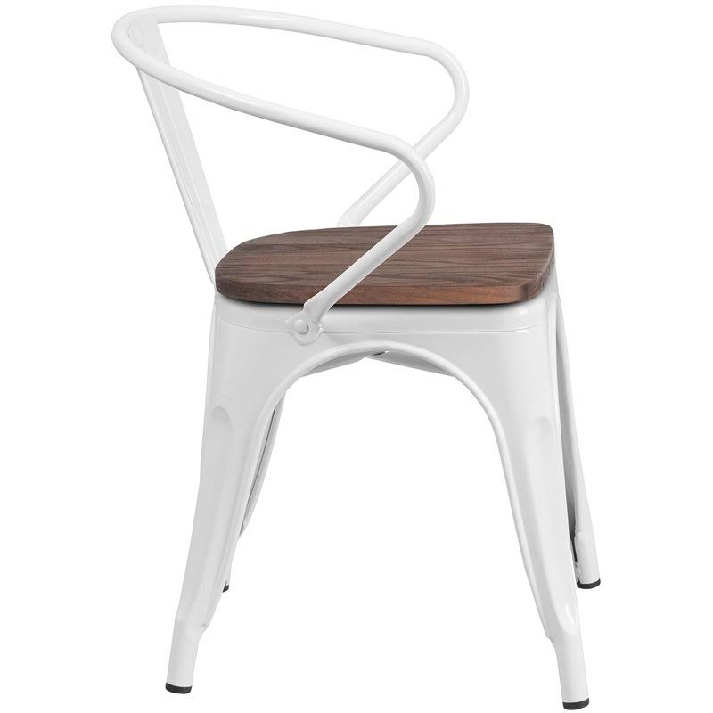 Metal Dining Arm Chair in White N55310