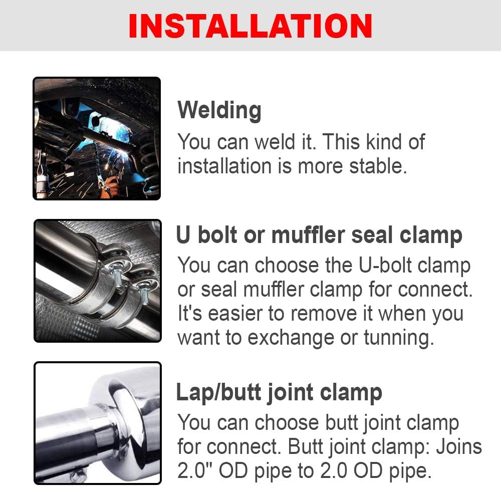 2.5 Inlet 4 Outlet Stainless Steel Exhaust Muffler, Pack of 2 D832