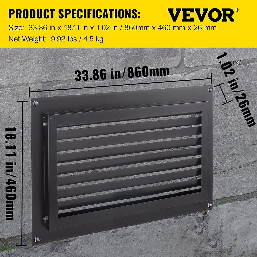 16" X 32" Black Wall Mounted Flood Vent J8257