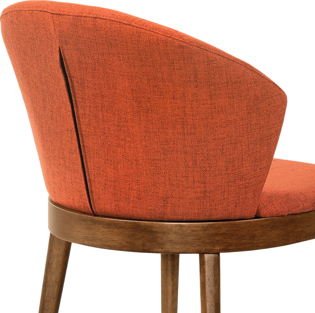 Orange Fabric and Walnut Wood Dining Side Chairs - Set of 2 Y537355