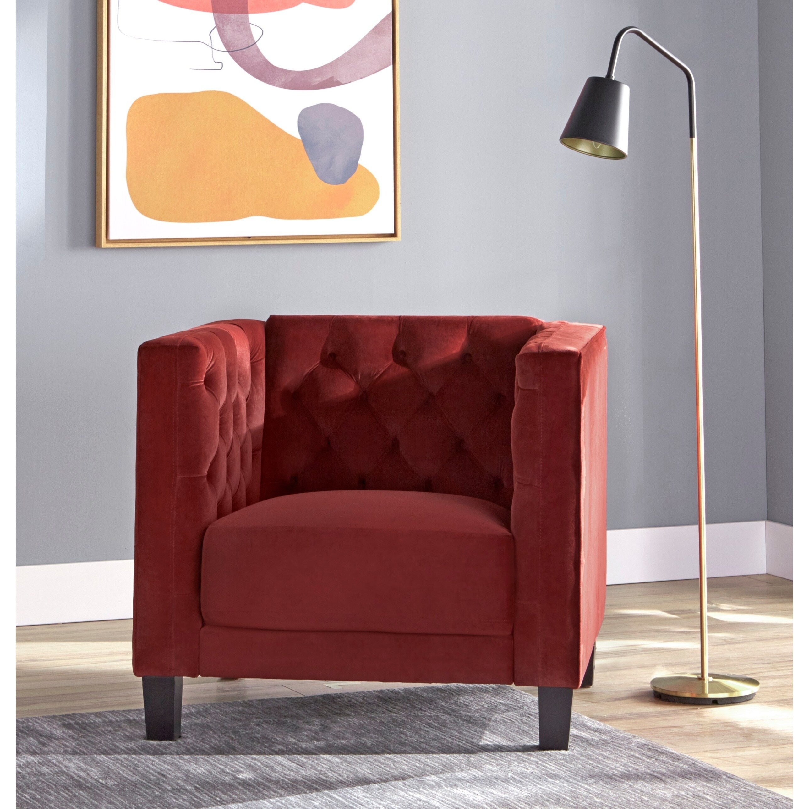 Modern Chesterfield Back Accent Chair Velvet G393