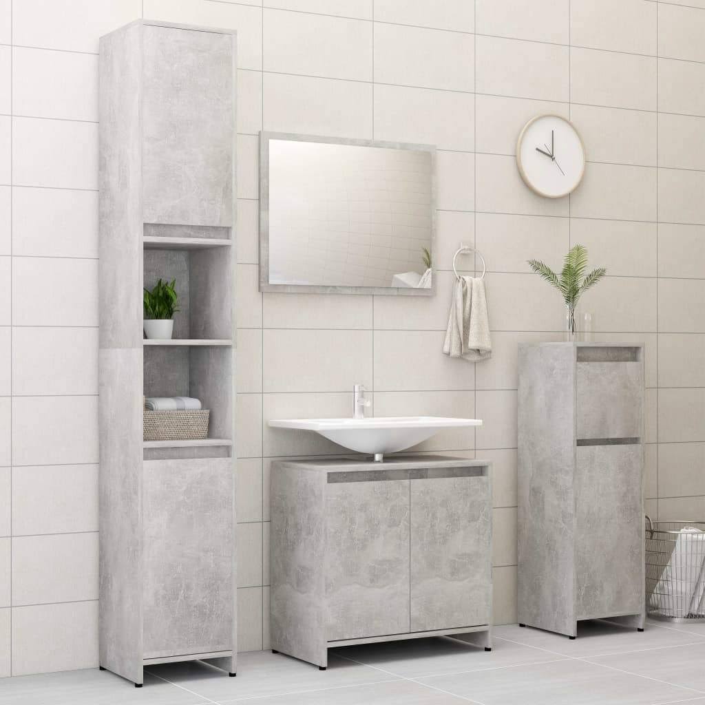 White and Sonoma Oak Bathroom Cabinet Chipboard Q11411