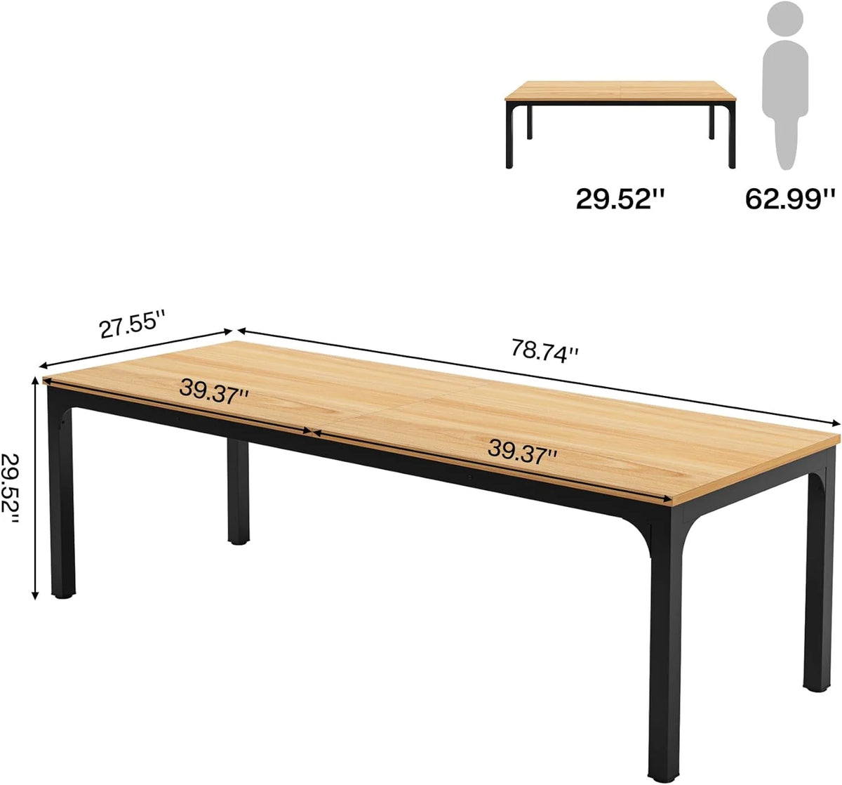 78.7 inches Extra Long Double Office Writing Desk with Adjustable Foot Pads Q6018