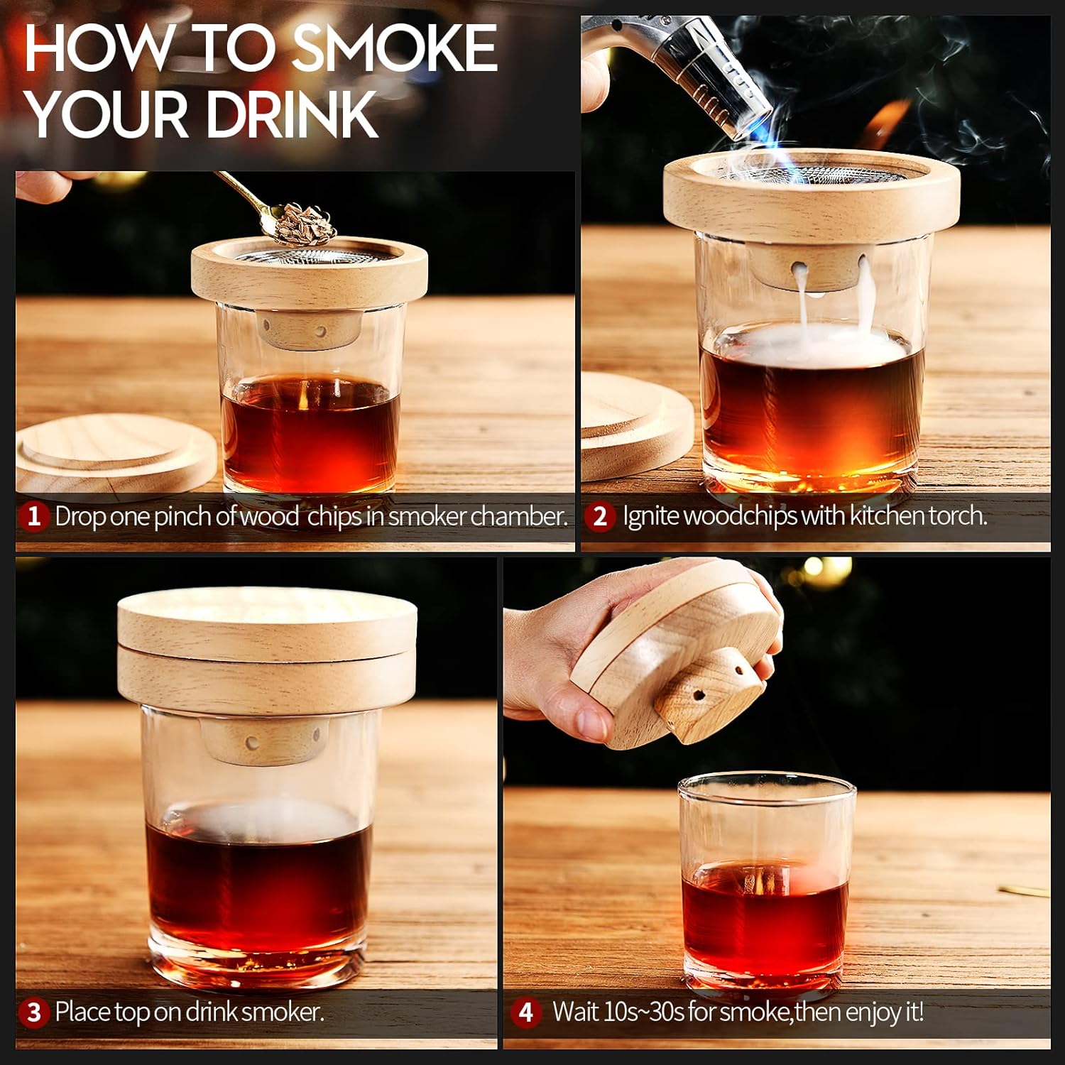 Cocktail Smoker Kit with Torch, 4 Pack Wood Chips, Pack of 2 Y644