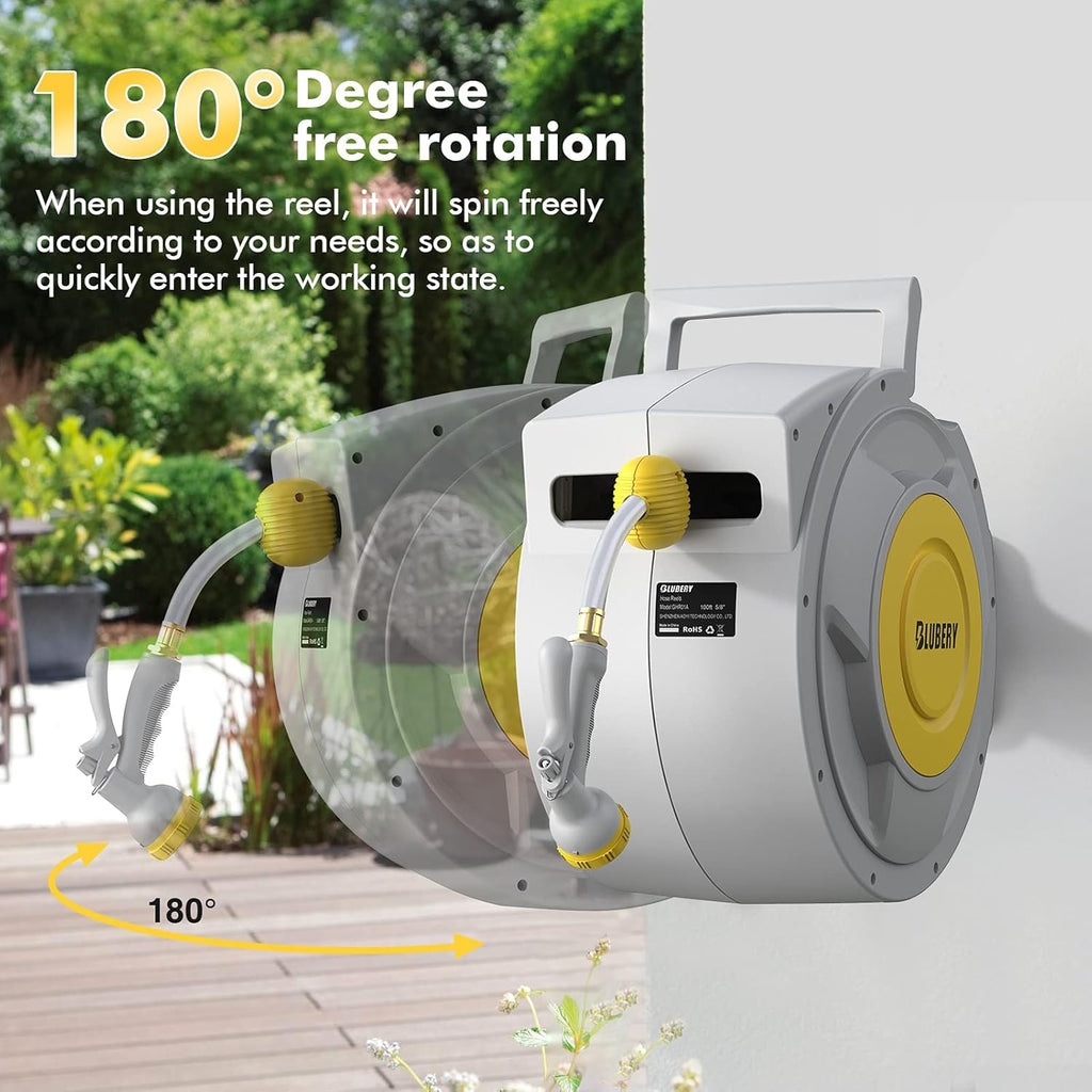 Retractable Garden Hose Reel, Wall Mounted, 180° Swivel Bracket B50256