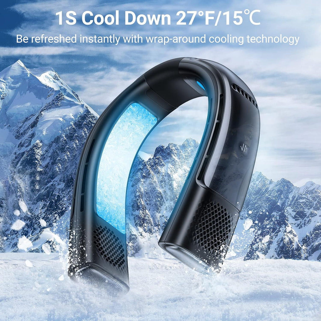 Black 4000 mAh Rechargeable Bladeless Neck Fan S869